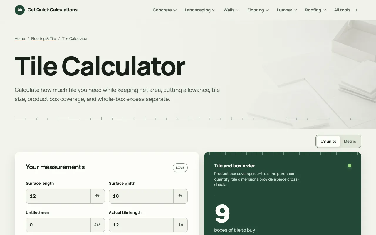 Screenshot of GQ Calc