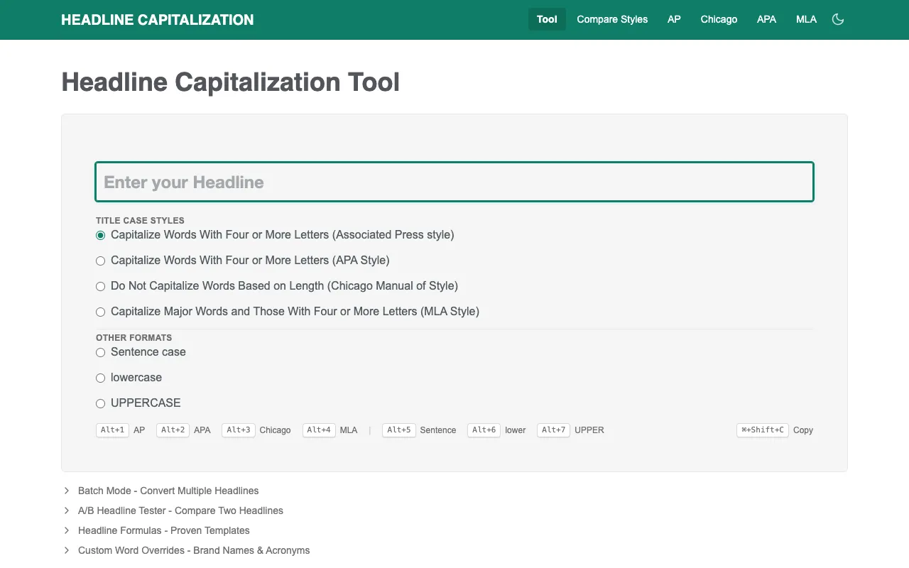Screenshot of Title Capitalization