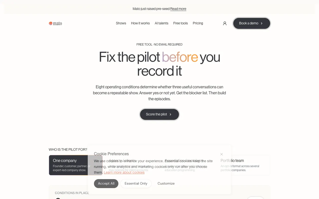 Screenshot of Podcast Pilot Readiness Scorecard