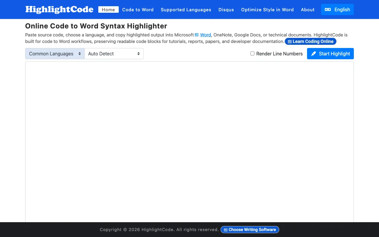 Screenshot of Code Syntax Highlighter