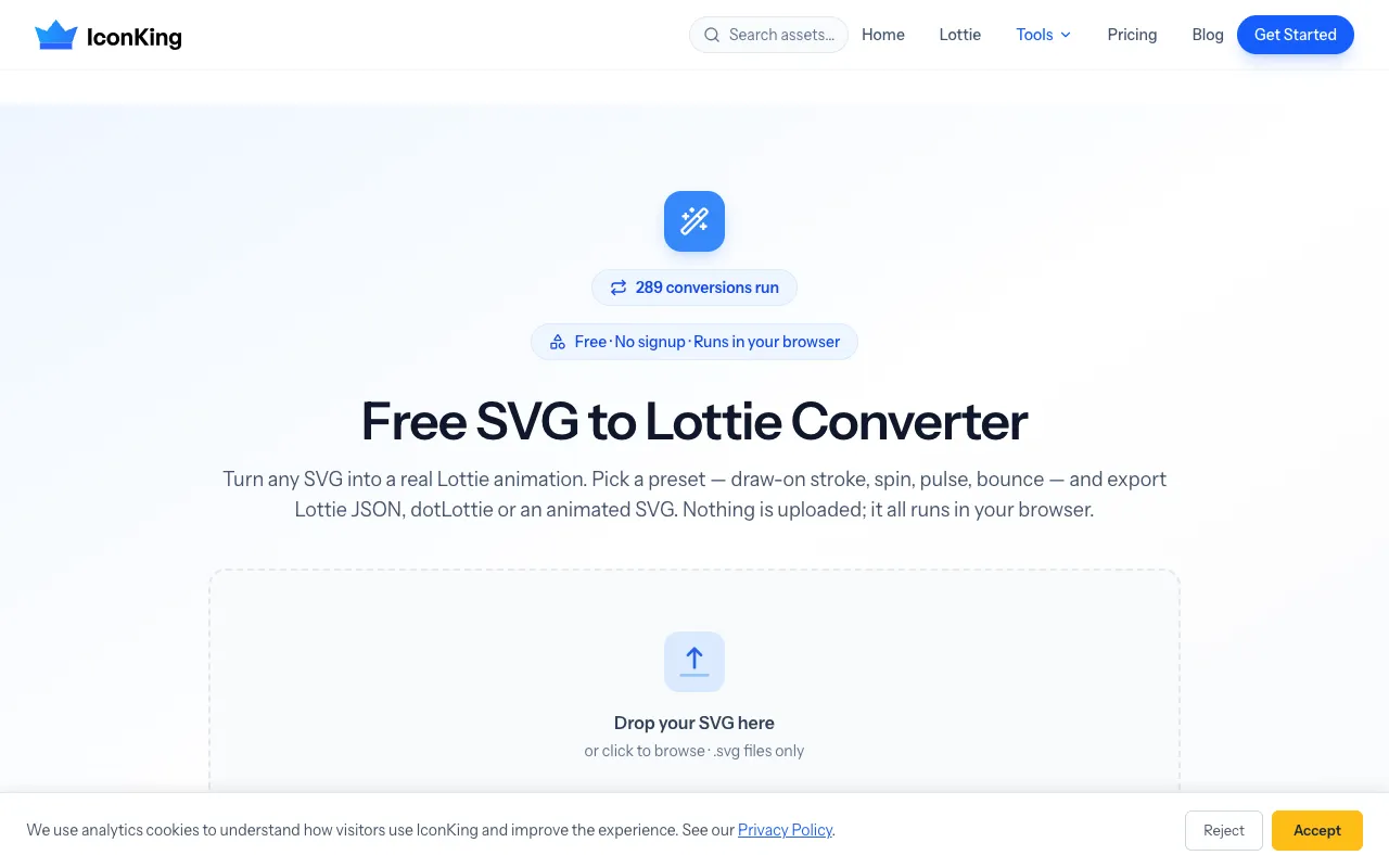 Screenshot of SVG to Lottie Converter