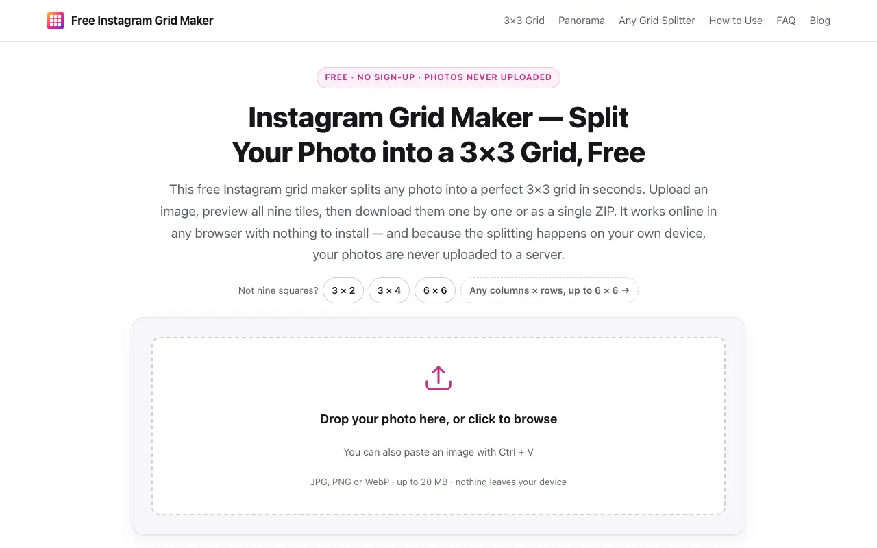 Screenshot of Instagram Photo Grid