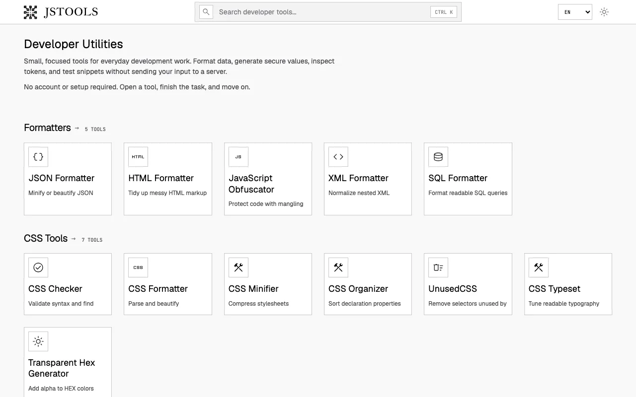 Screenshot of JavaScript Tools
