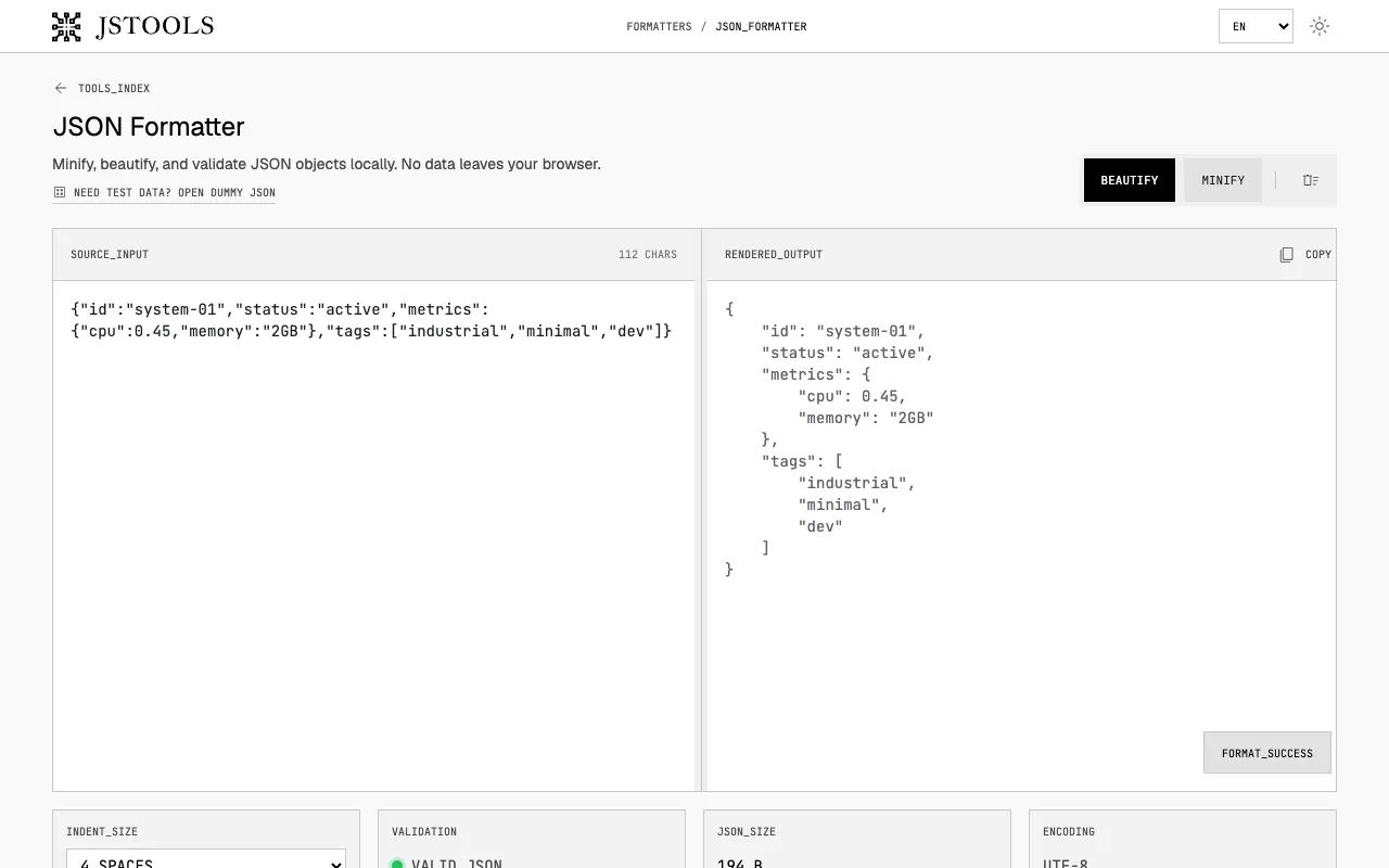 Screenshot of JavaScript Tools