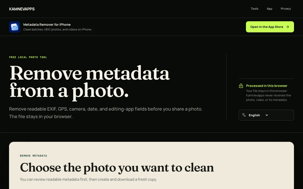 Screenshot of Photo Metadata Remover