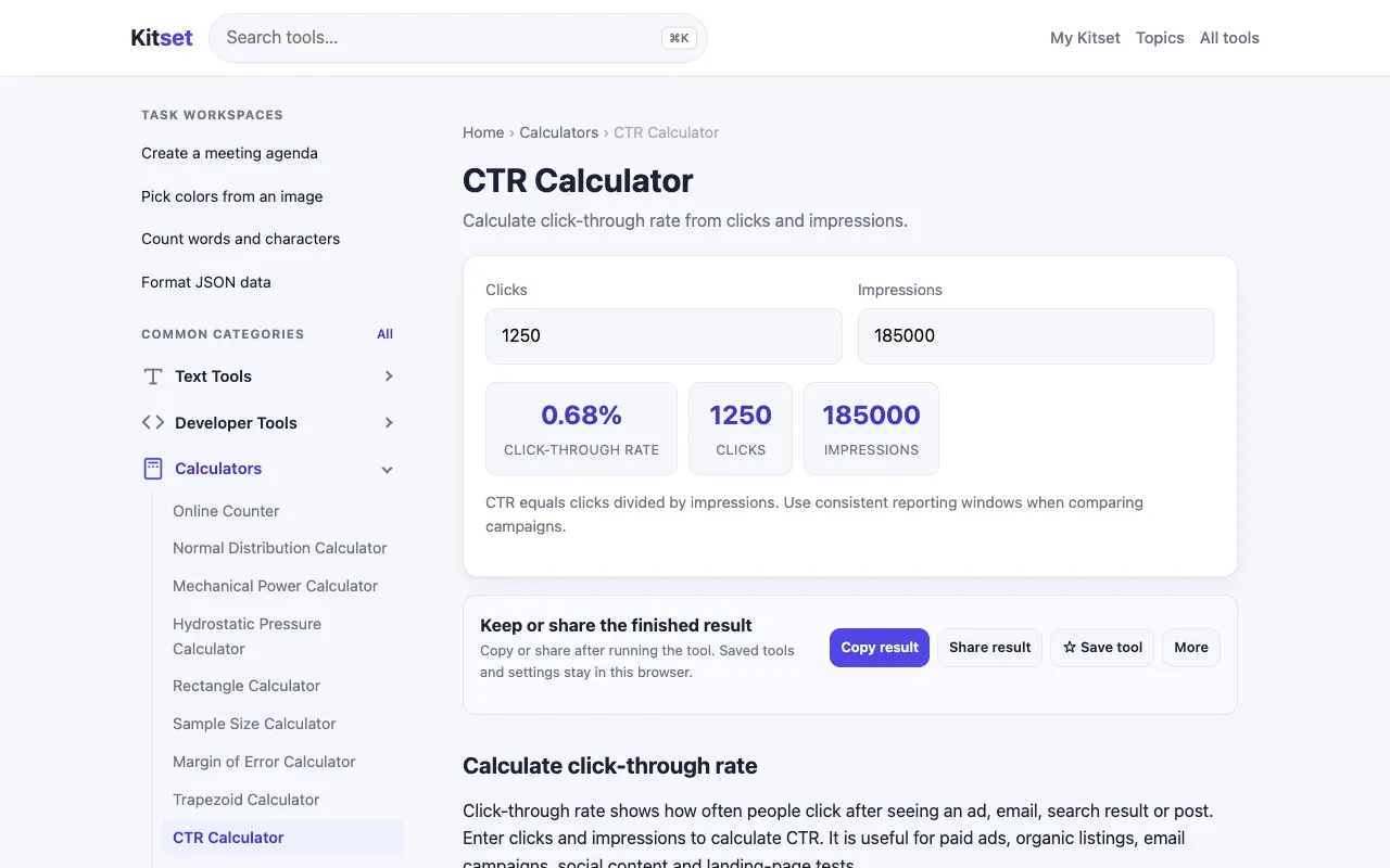 Screenshot of Kitset
