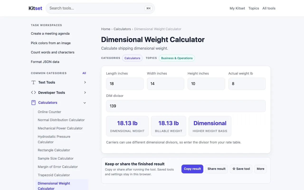 Screenshot of Kitset