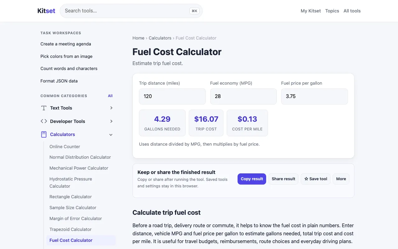 Screenshot of Kitset