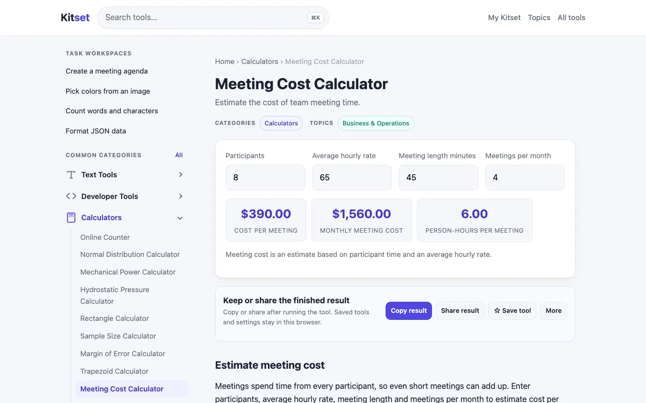 Screenshot of Kitset