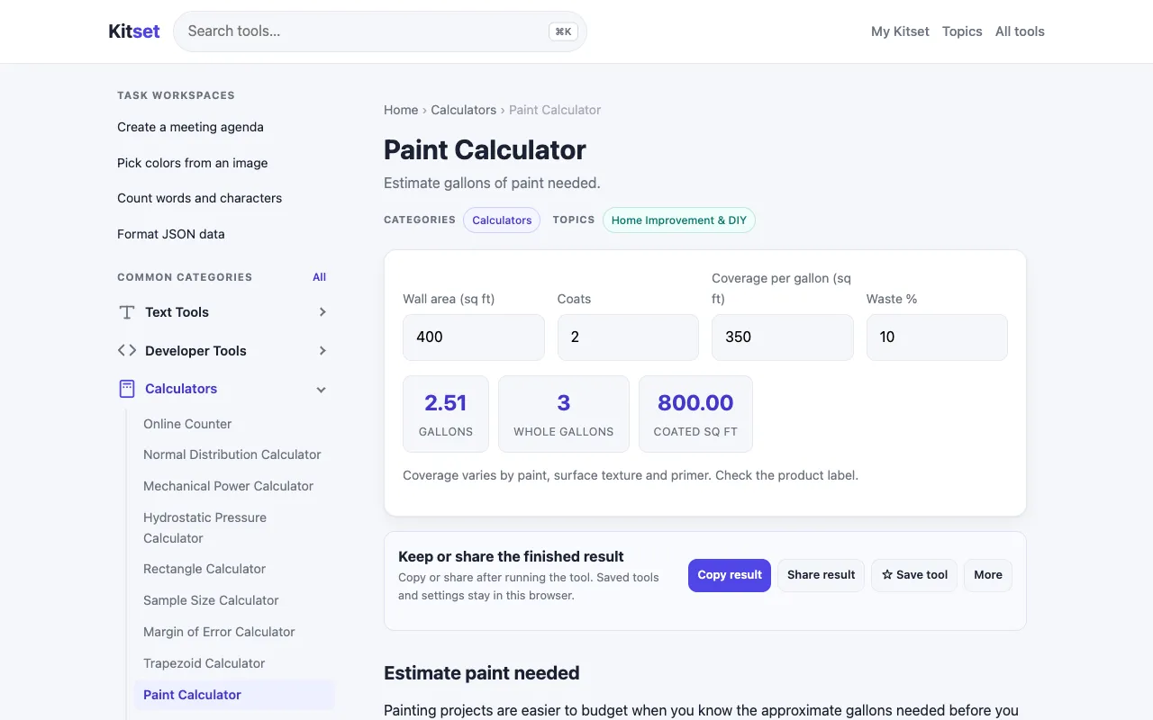 Screenshot of Kitset