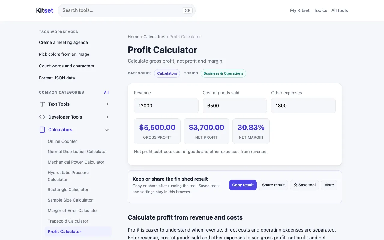 Screenshot of Kitset
