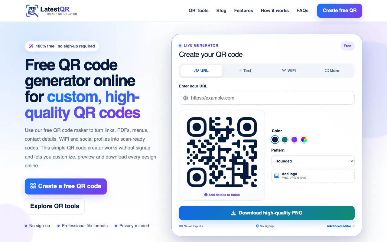 Screenshot of LatestQR
