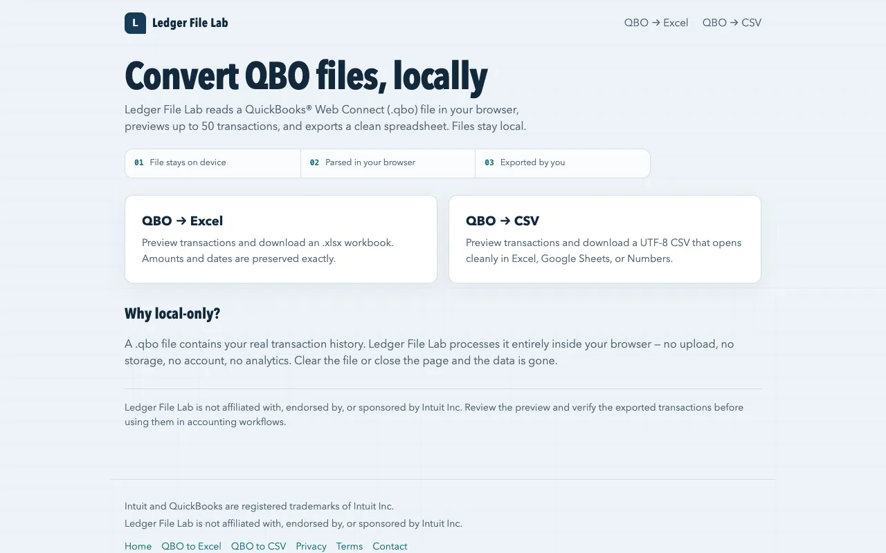 Screenshot of QBO File Converter