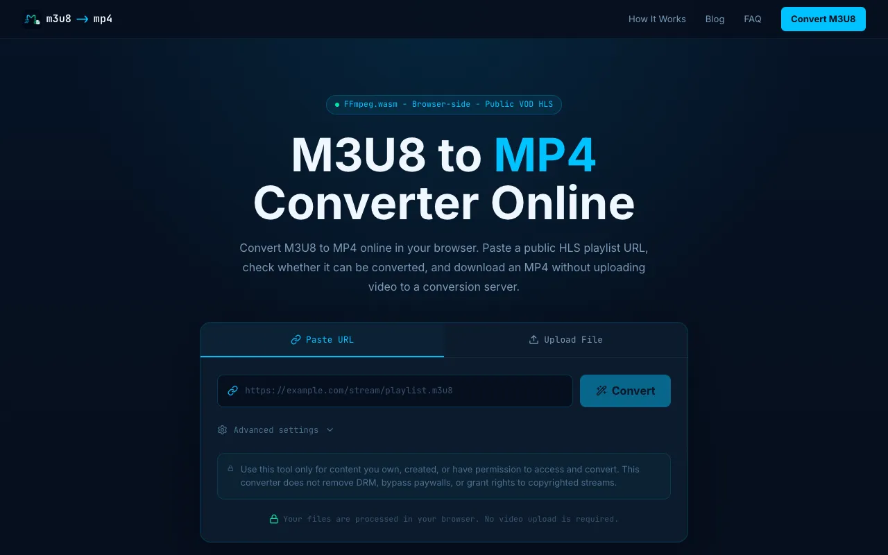 Screenshot of M3U8 to MP4 Converter