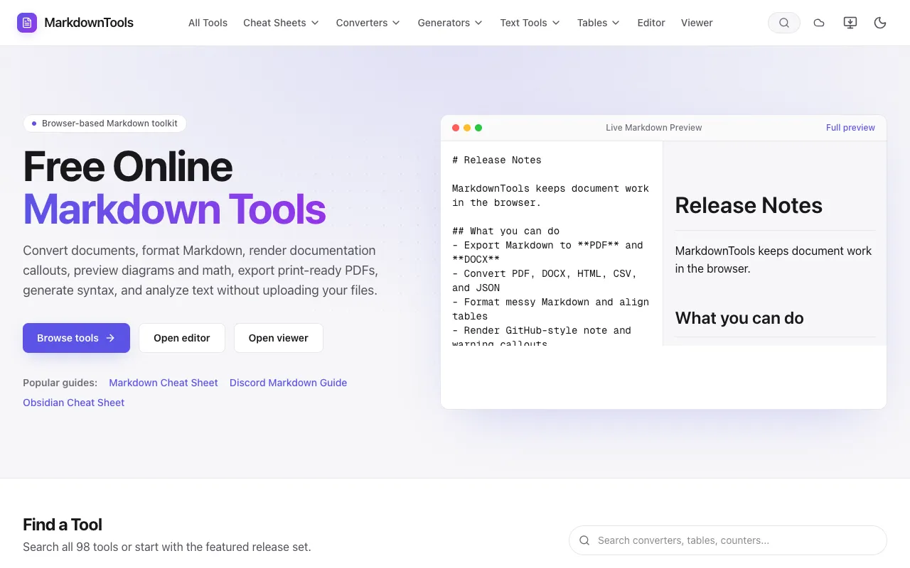 Screenshot of Markdown Tools Suite