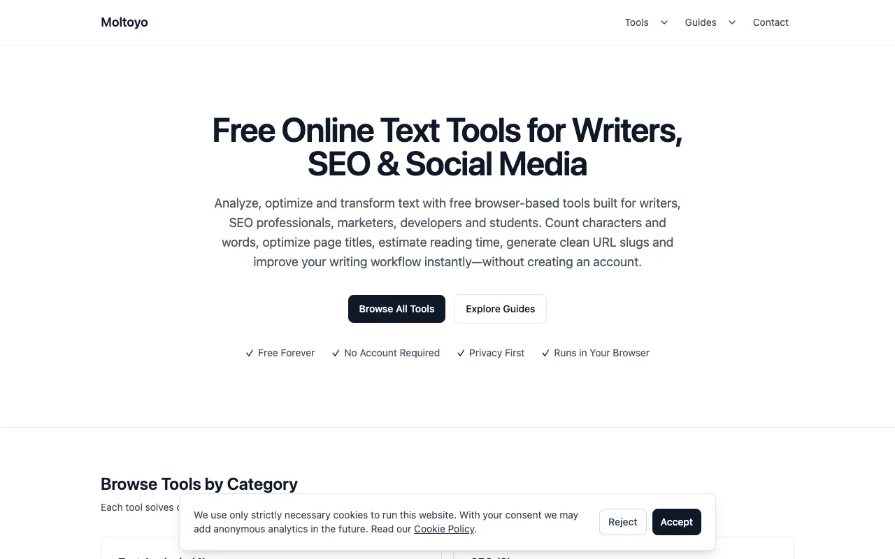 Screenshot of Text and SEO Tools Suite