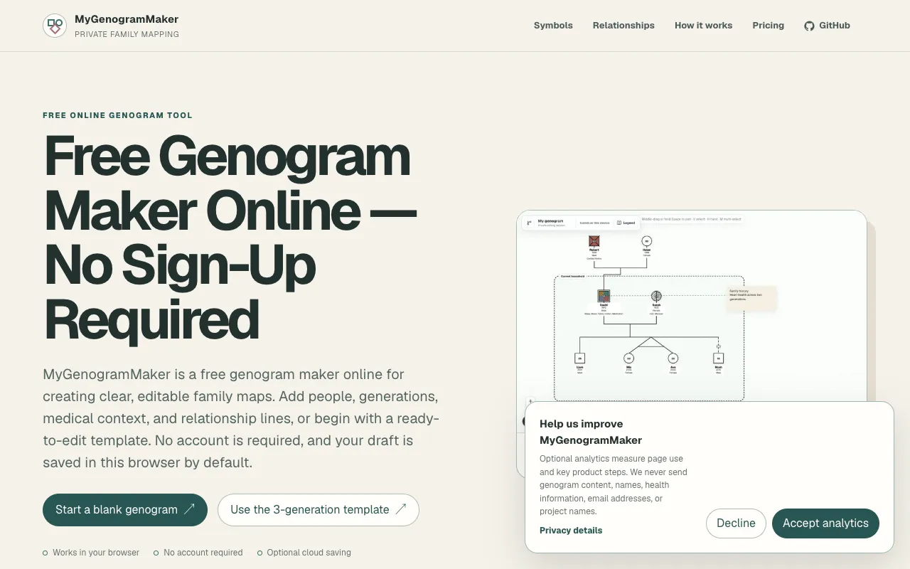 Screenshot of Genogram Maker