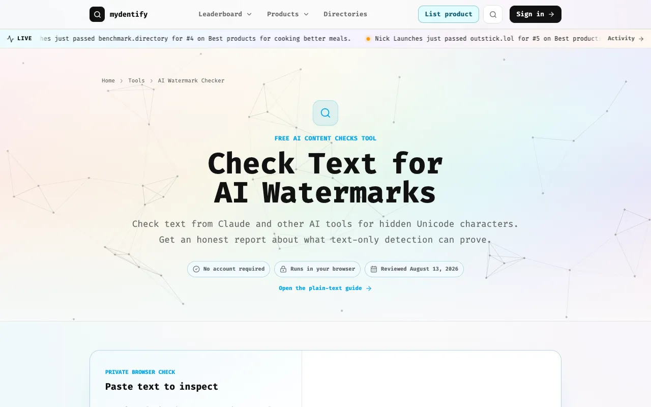 Screenshot of AI Watermark Detector
