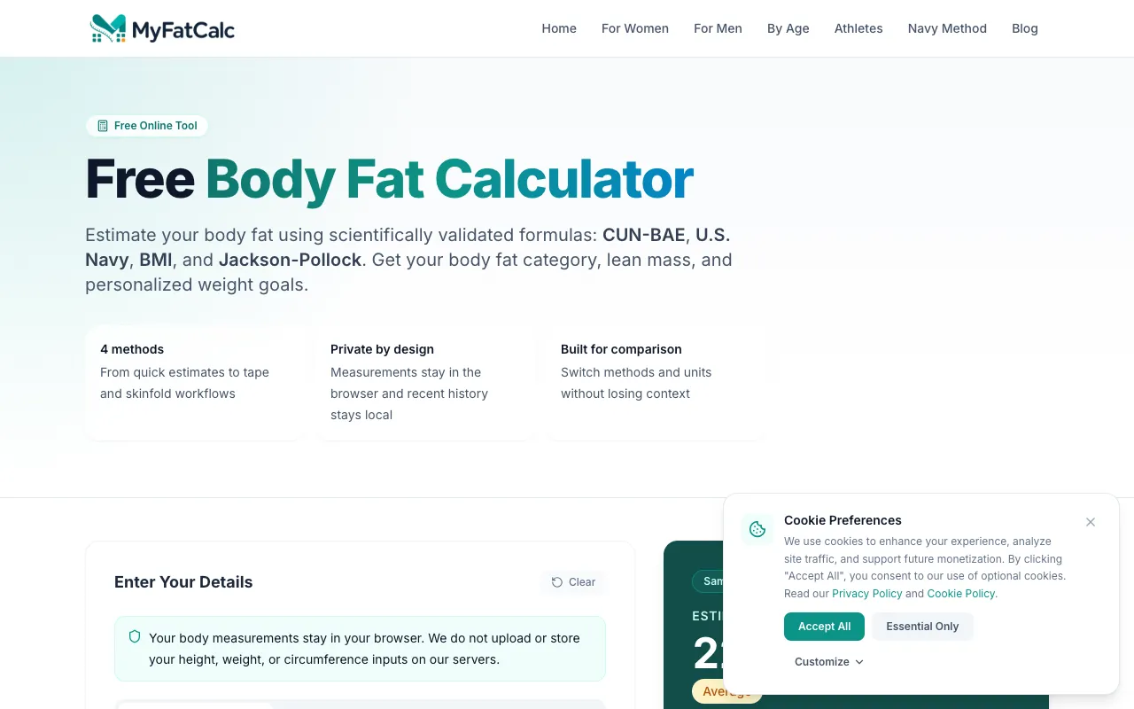 Screenshot of MyFatCalc