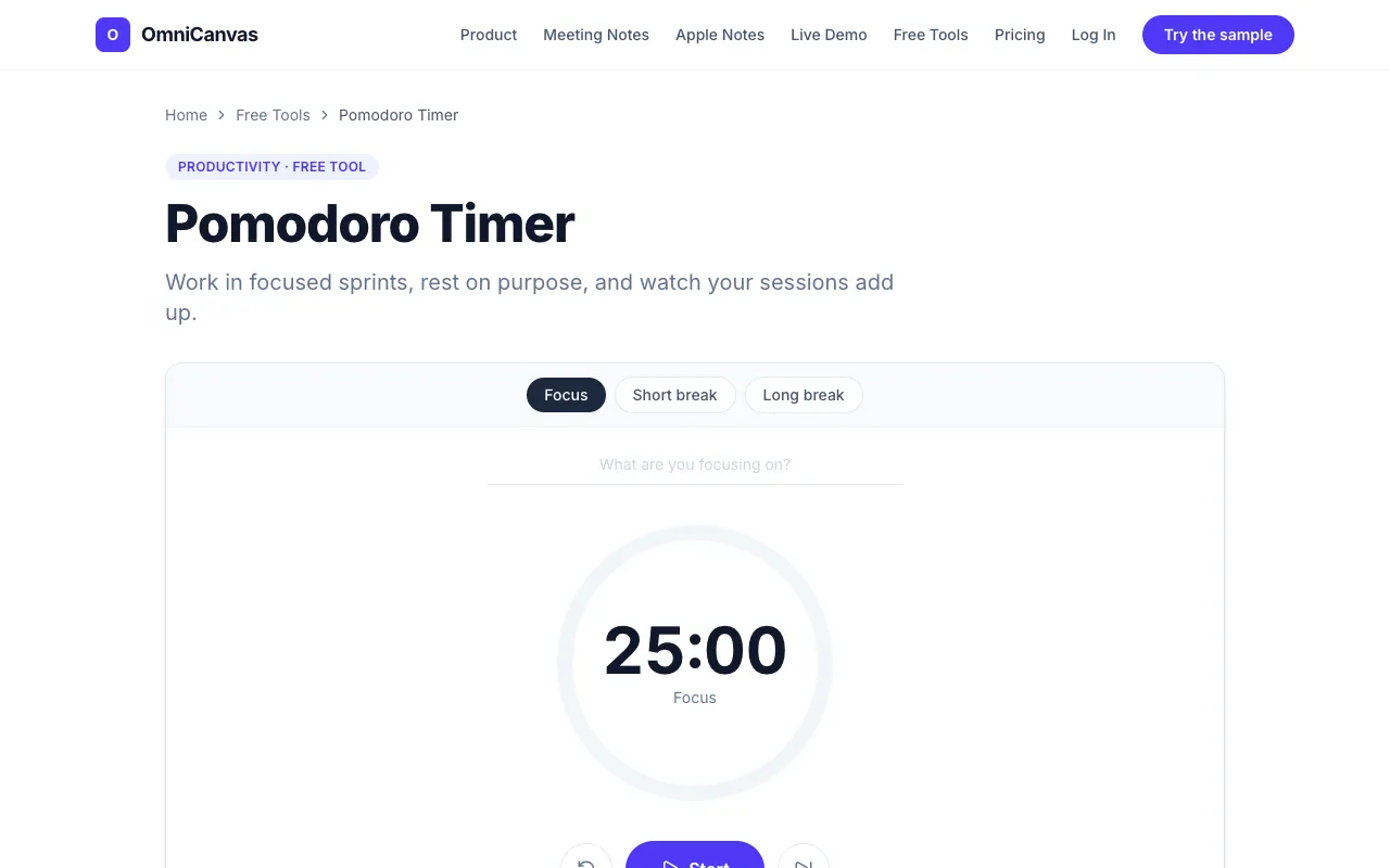 Screenshot of Pomodoro Timer