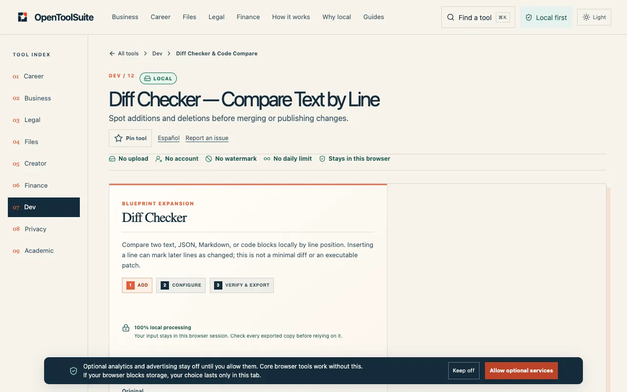 Screenshot of OpenToolSuite