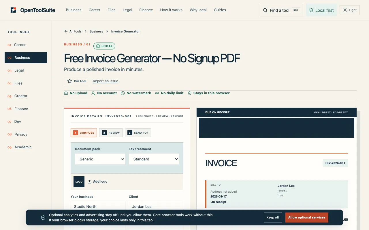 Screenshot of OpenToolSuite