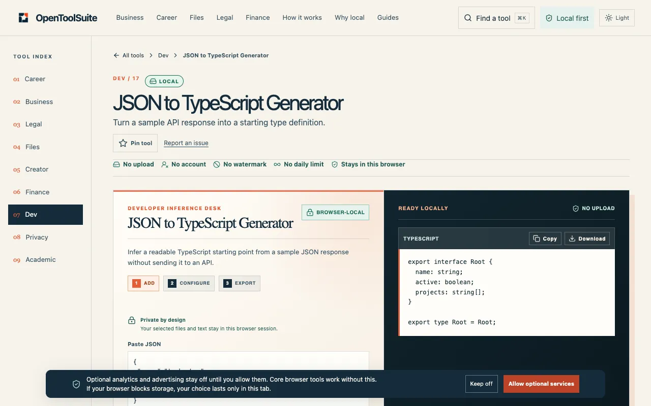 Screenshot of OpenToolSuite