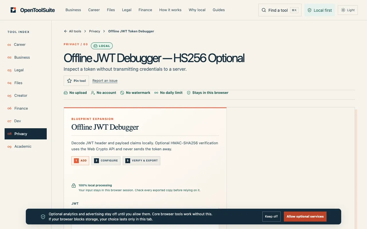 Screenshot of OpenToolSuite