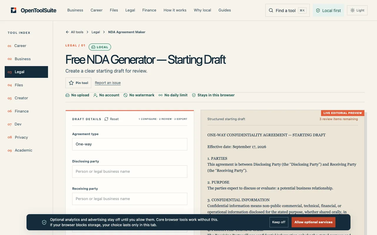 Screenshot of OpenToolSuite