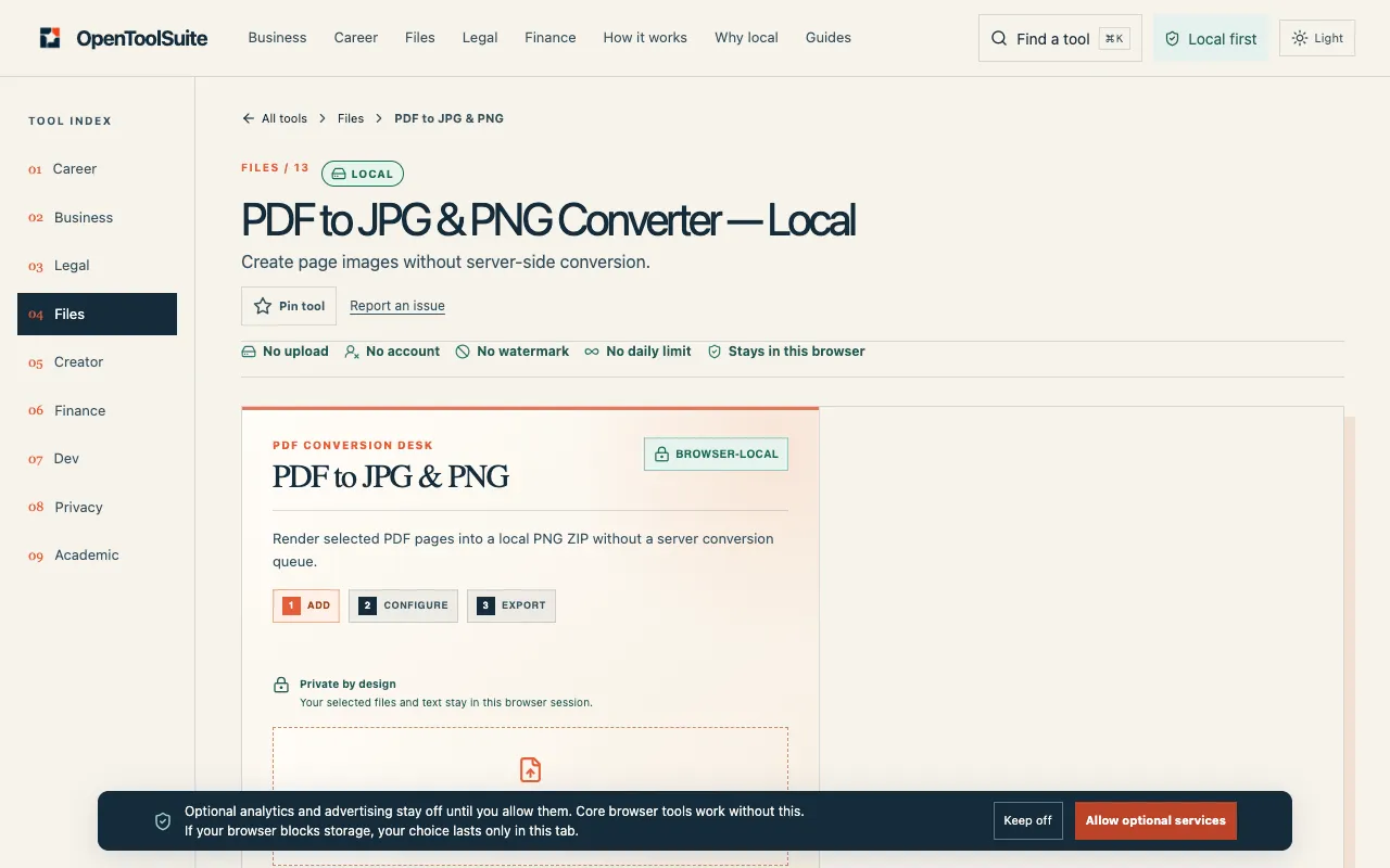 Screenshot of OpenToolSuite