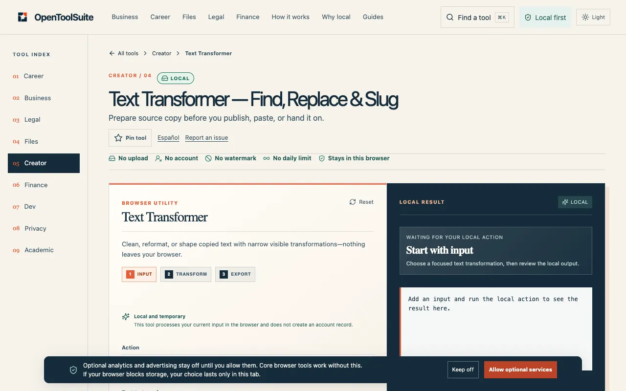 Screenshot of OpenToolSuite
