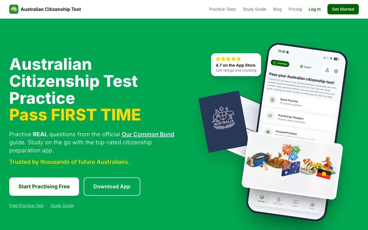 Screenshot of Australian Citizenship Exam Prep