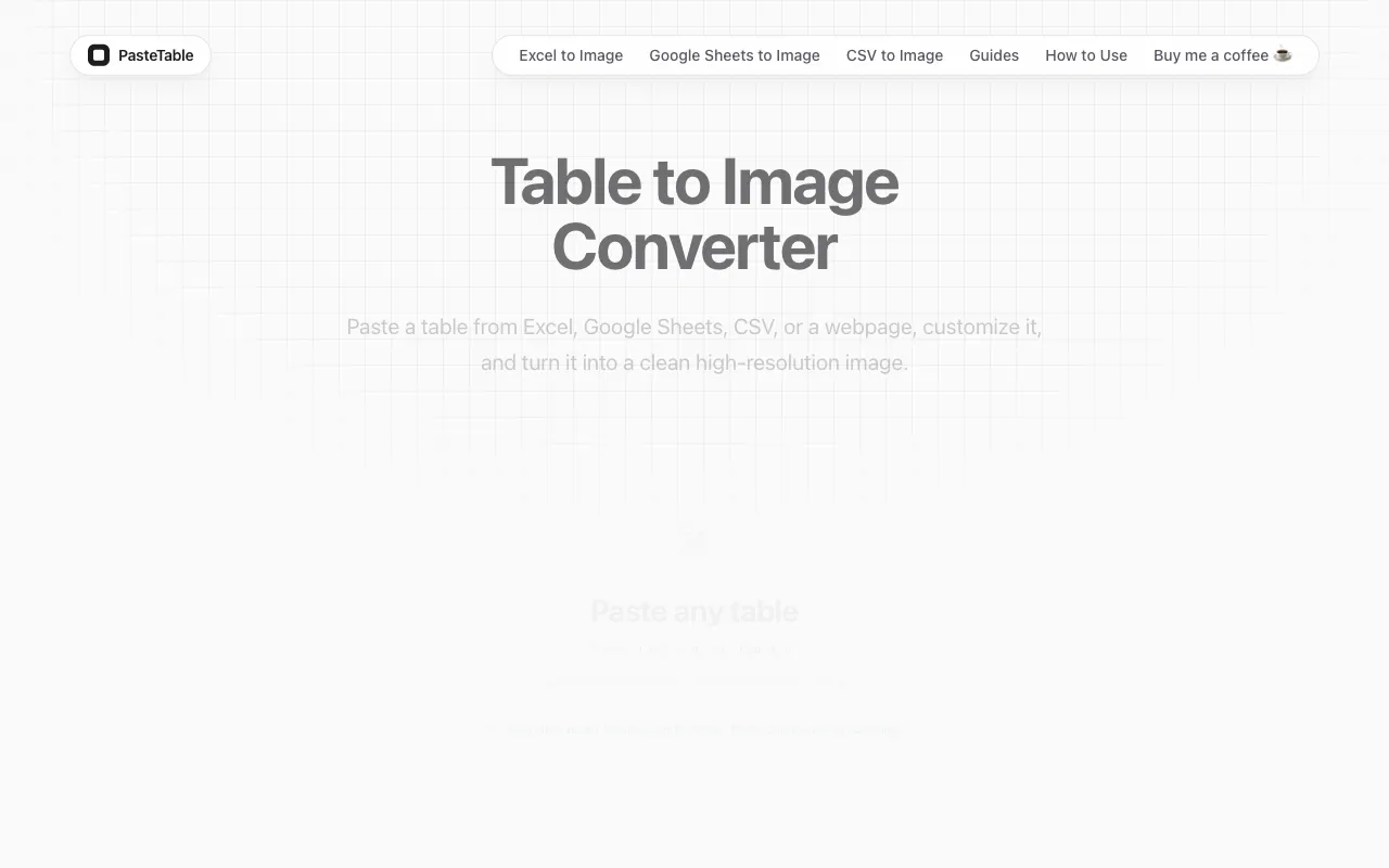 Screenshot of Table to Image Converter