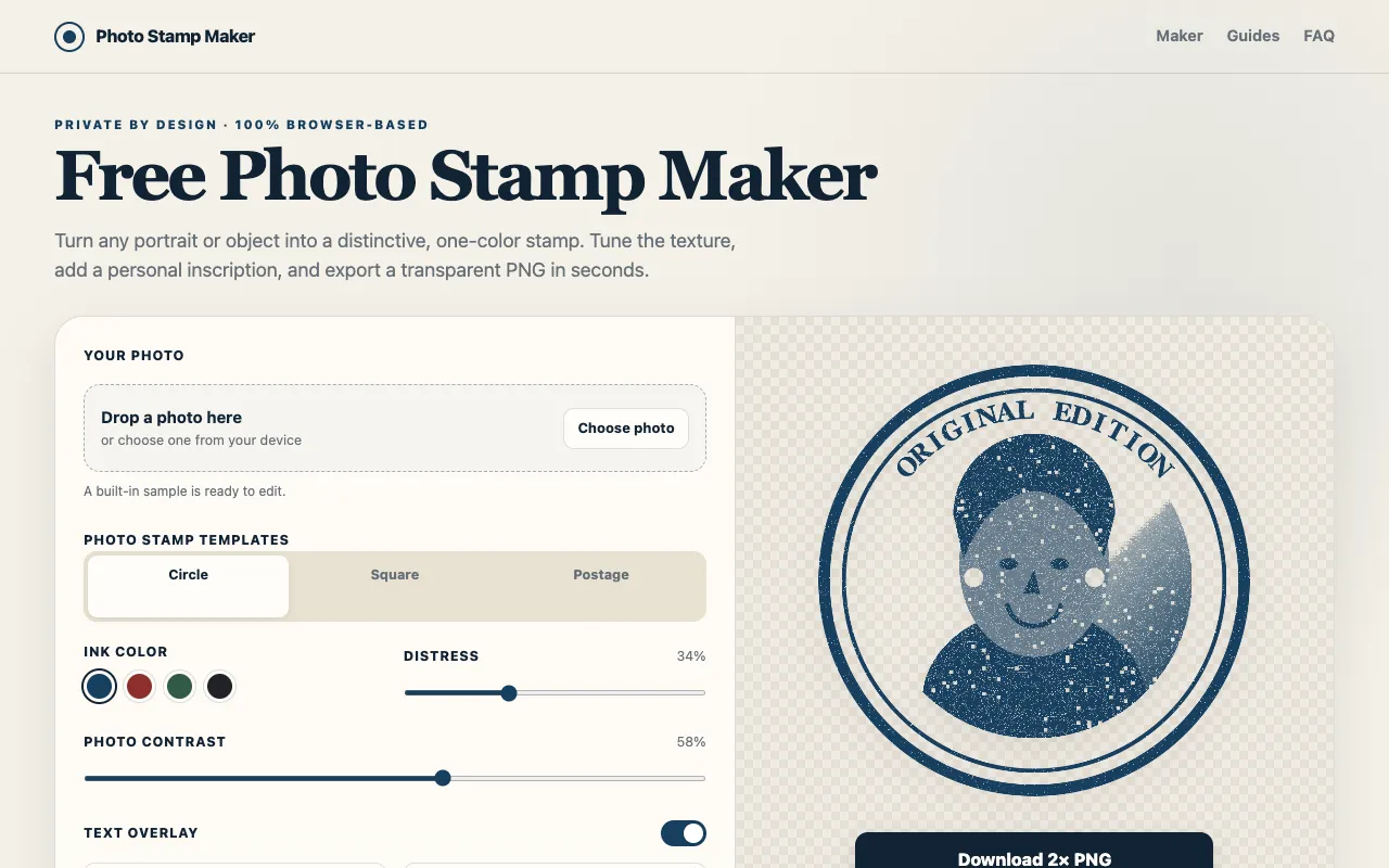Screenshot of Photo Stamp Generator