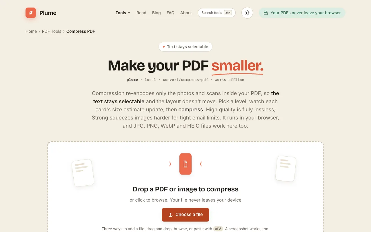 Screenshot of PlumeDocs
