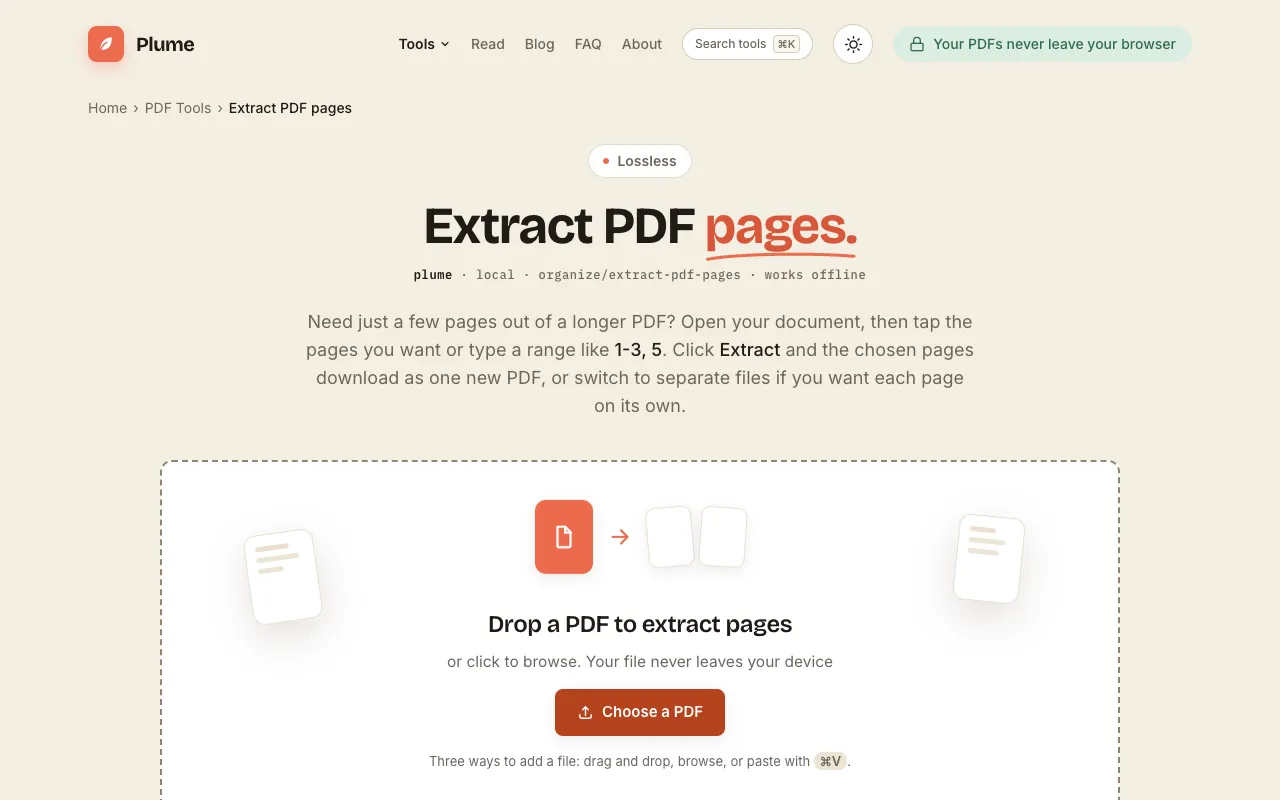 Screenshot of PlumeDocs