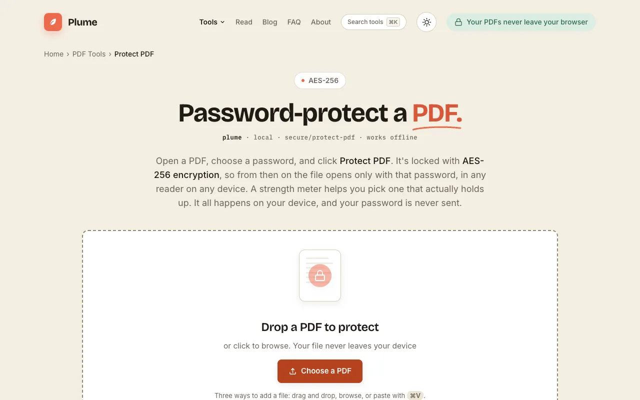 Screenshot of PlumeDocs