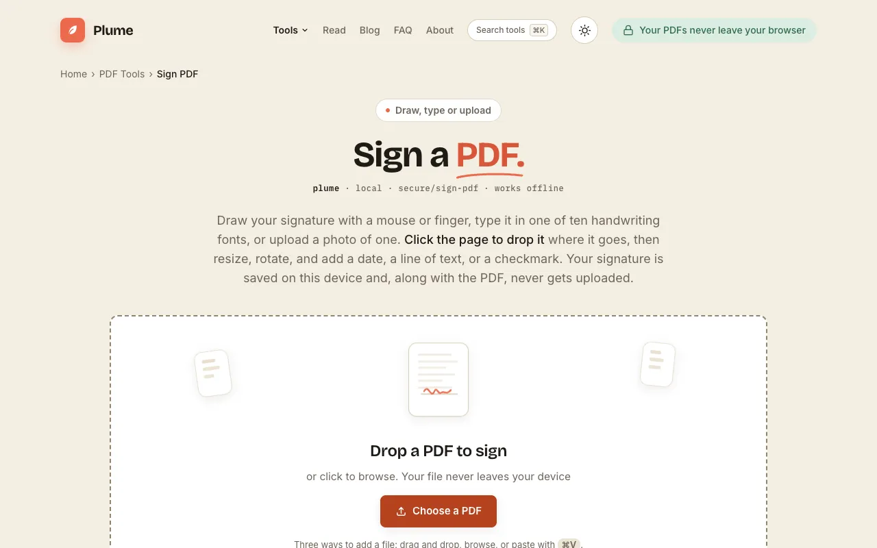 Screenshot of PlumeDocs