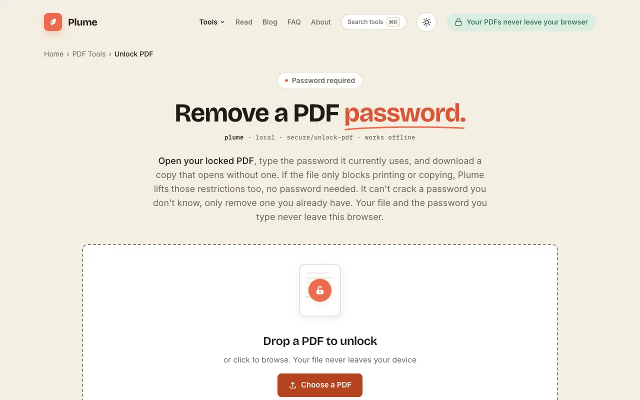 Screenshot of PlumeDocs