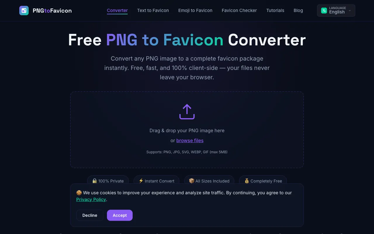 Screenshot of PNG to Favicon
