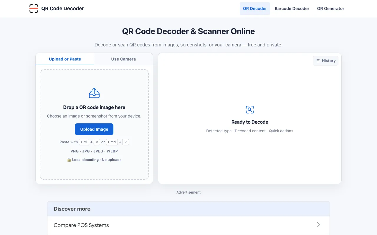 Screenshot of QR Code Decoder