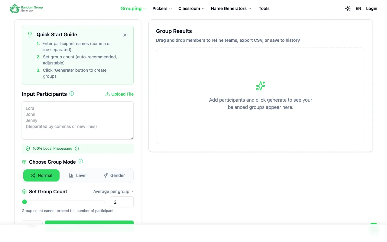 Screenshot of Group Randomizer