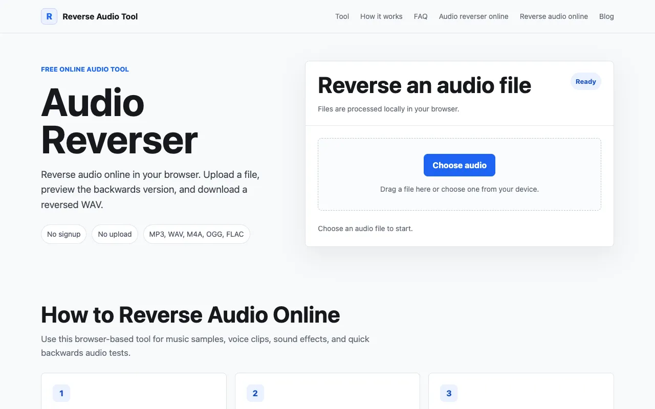 Screenshot of Audio Reverser