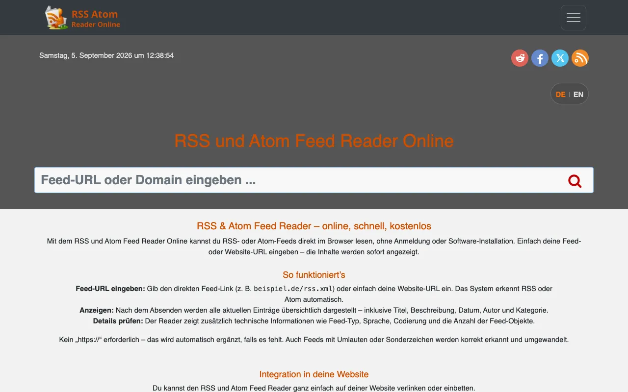 Screenshot of RSS Feed Reader
