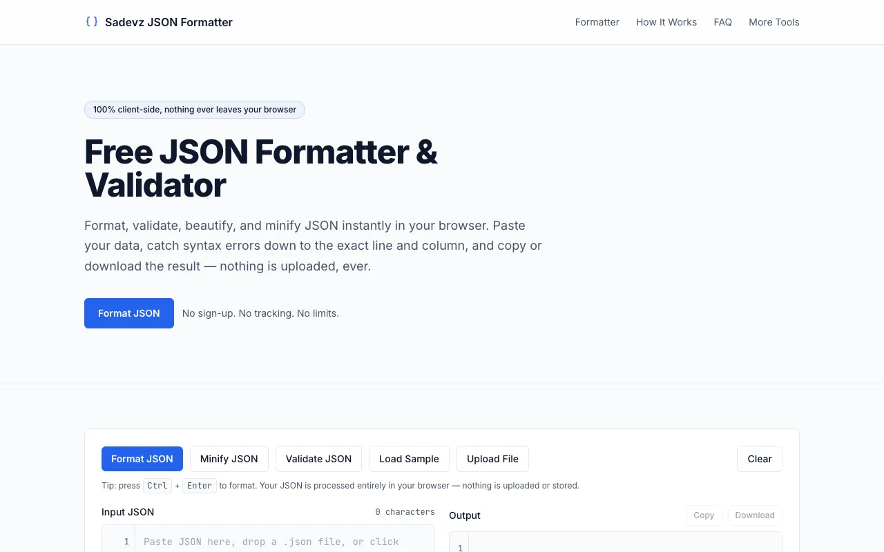 Screenshot of JSON Formatter & Validator