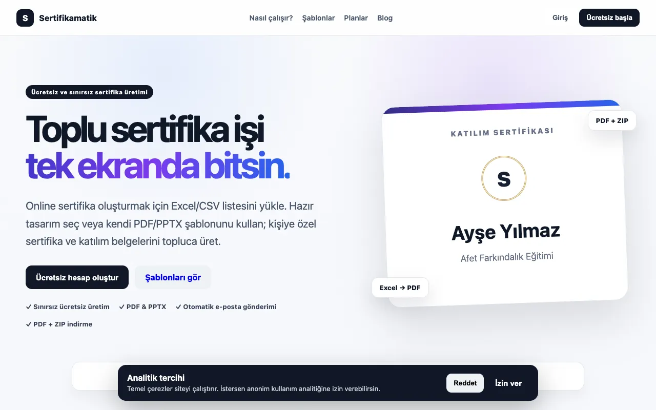 Screenshot of Certificate Generator
