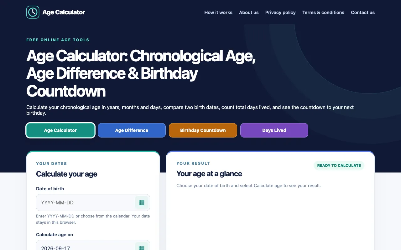 Screenshot of Simple Age Calculator
