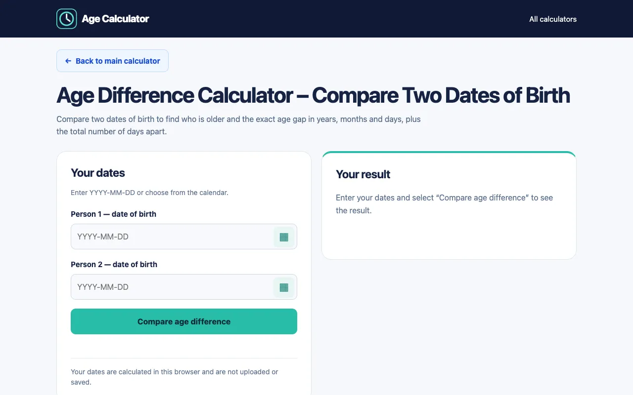 Screenshot of Simple Age Calculator