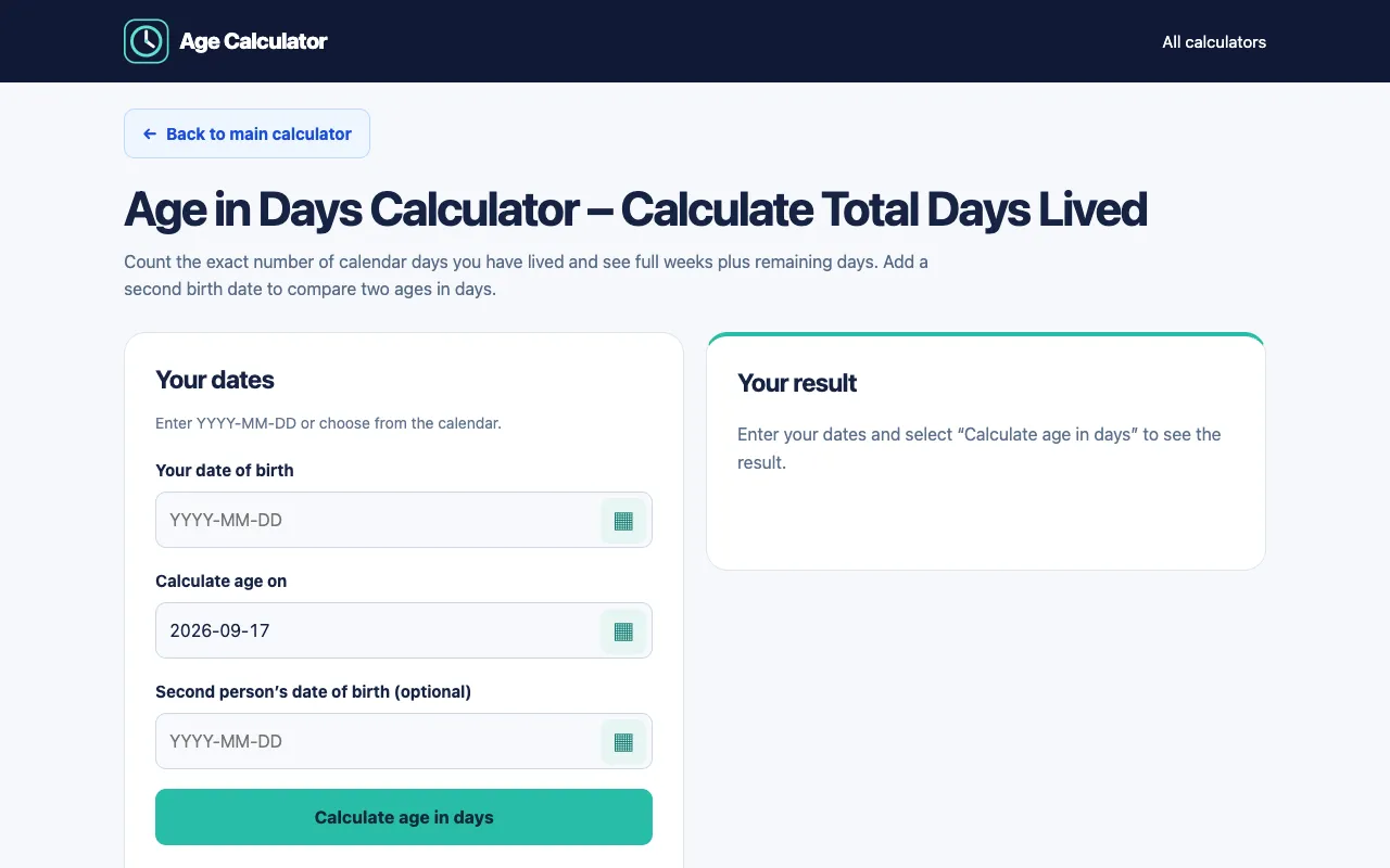 Screenshot of Simple Age Calculator