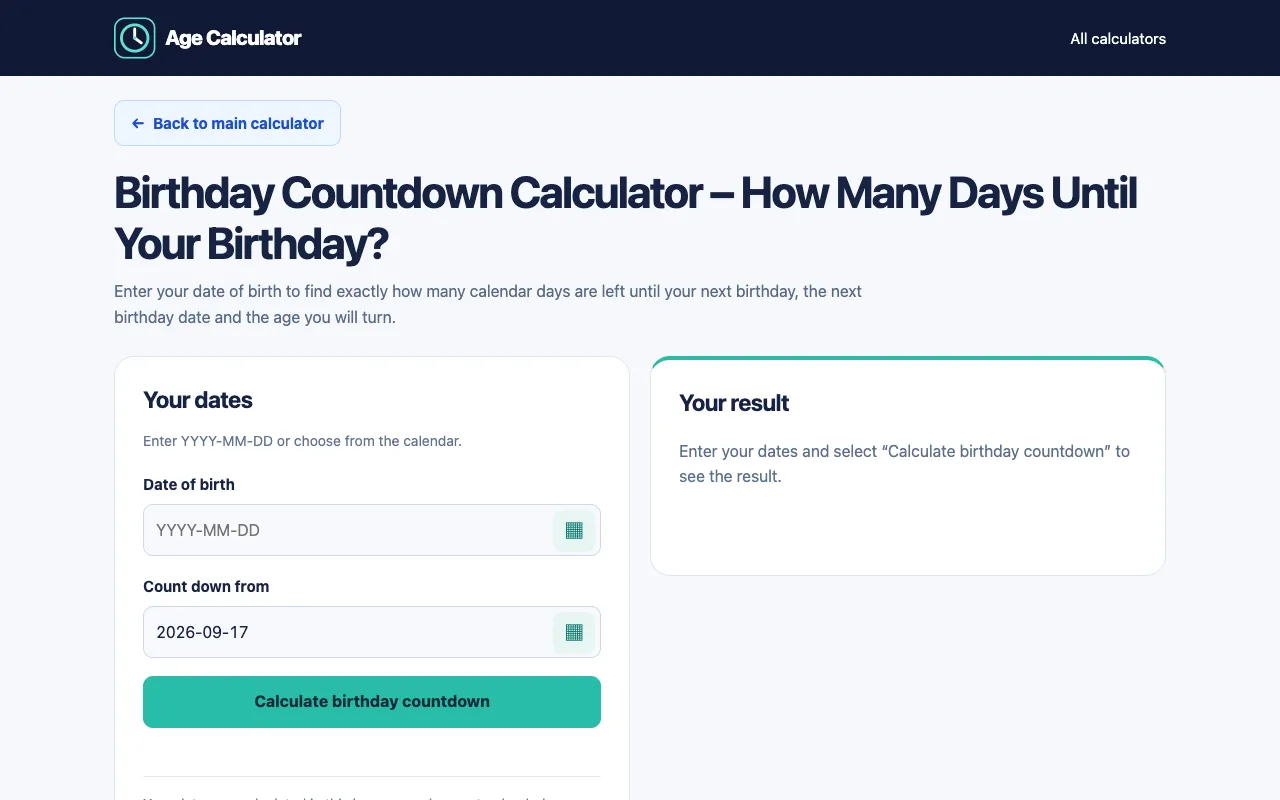 Screenshot of Simple Age Calculator